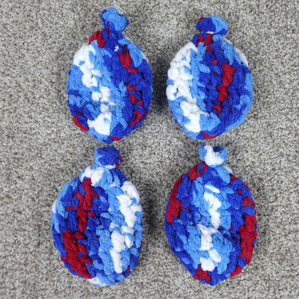 Reusable Crochet Water Balloons Set of 4 Red White Blue Eco Friendly Water Toys